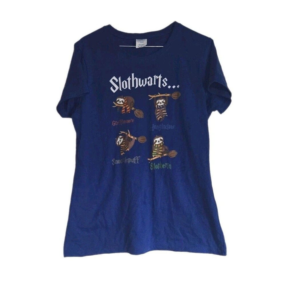 Harry Potter Slothwarts Sloth Shirt Unisex Top Funny Sloths Tee Blue Sz Medium M